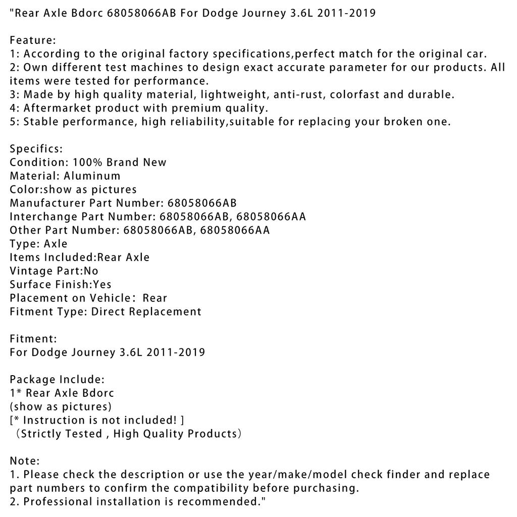 Rear Axle Bdorc 68058066AB For Dodge Journey 3.6L 2011-2019
