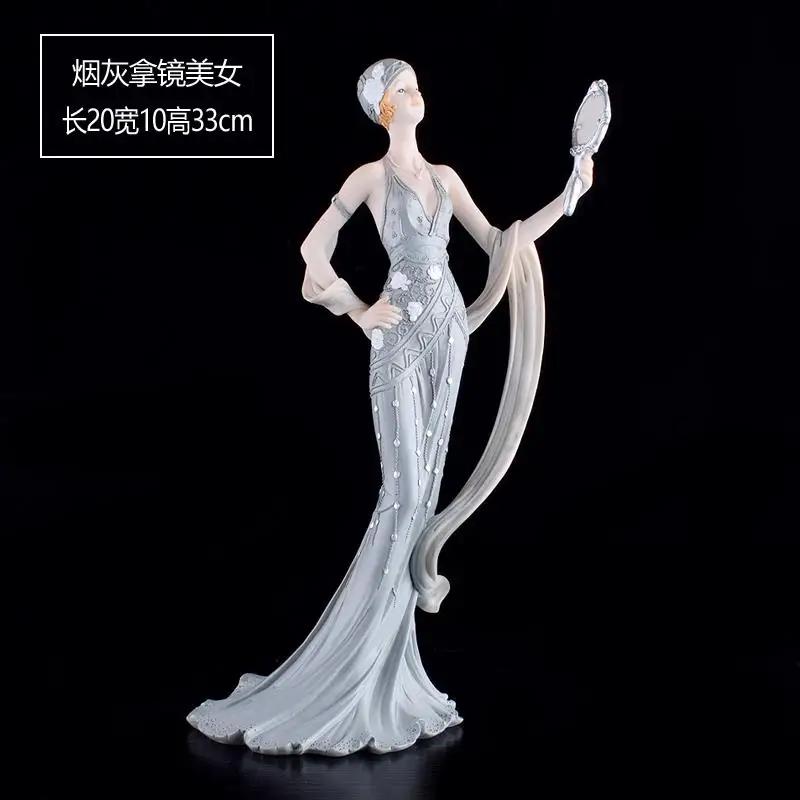 Europäisches Mädchen Schönheitscharakter Harzornamente Haus Wohnzimmer Weinschrank Figuren Dekoration Handwerk Hochzeit Geburtstagsgeschenke