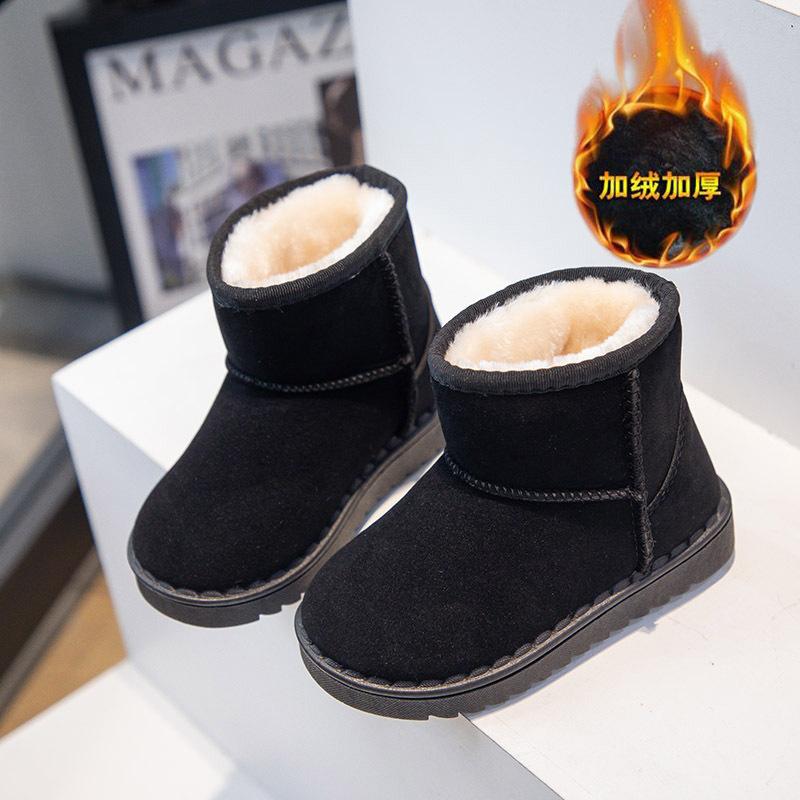 Children's Snow Boots for Boys and Girls, New Winter Slip-on Short Boots, Suede Cotton Shoes, Plush Warm Shoes for Older Children