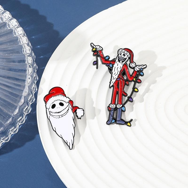 Personalized Creative Cartoon Led Christmas Santa Claus Brooch Decorative And Functional Alloy Accessory