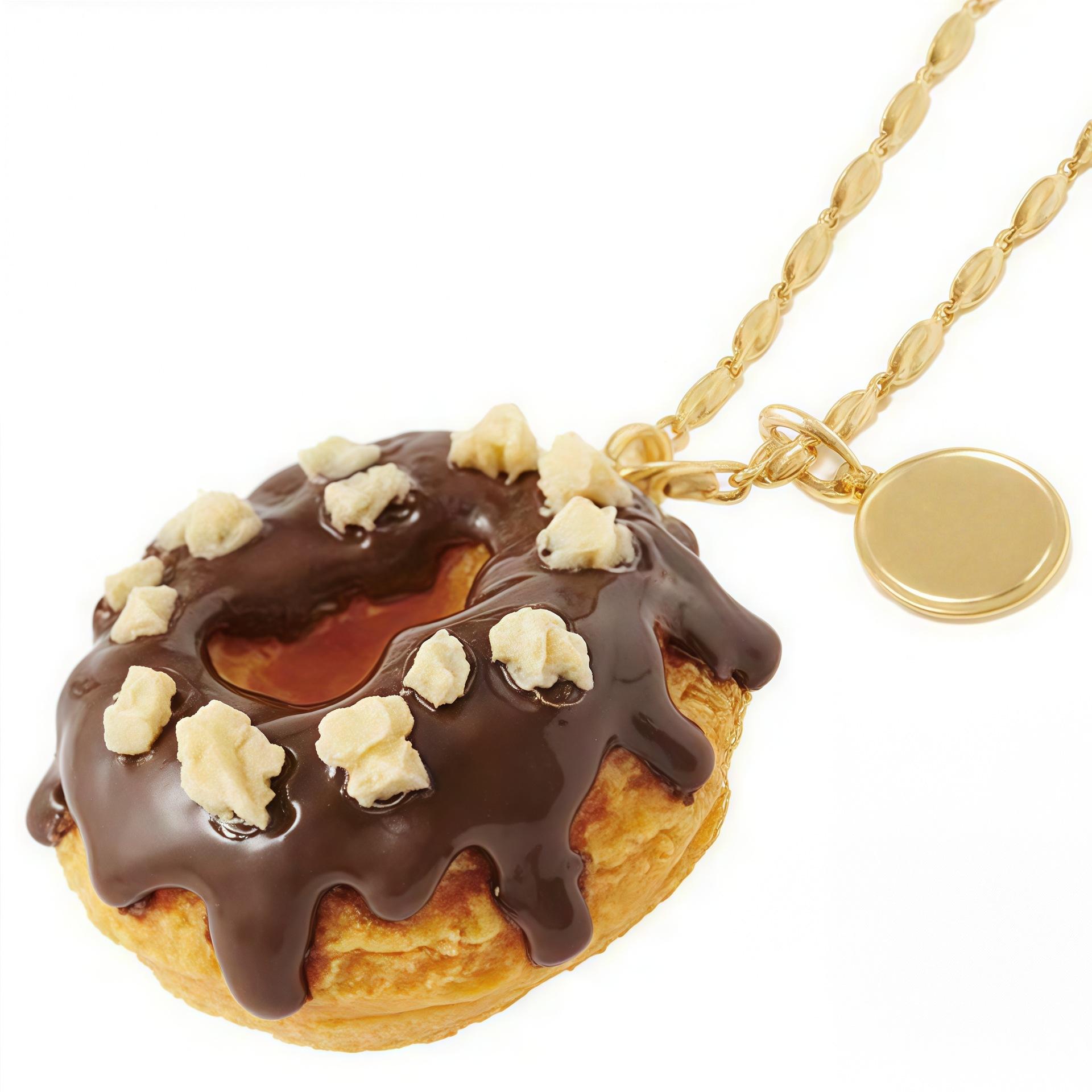 

Donut Necklace Cute Colorful Cream Dessert Pendant Fairy Style Fashion Accessories