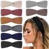Headbands for Women Girls Top Knot Stretchy Headband Boho Twist Hair Bands Cute Fashion Accessories, Solid Color, 8Pcs