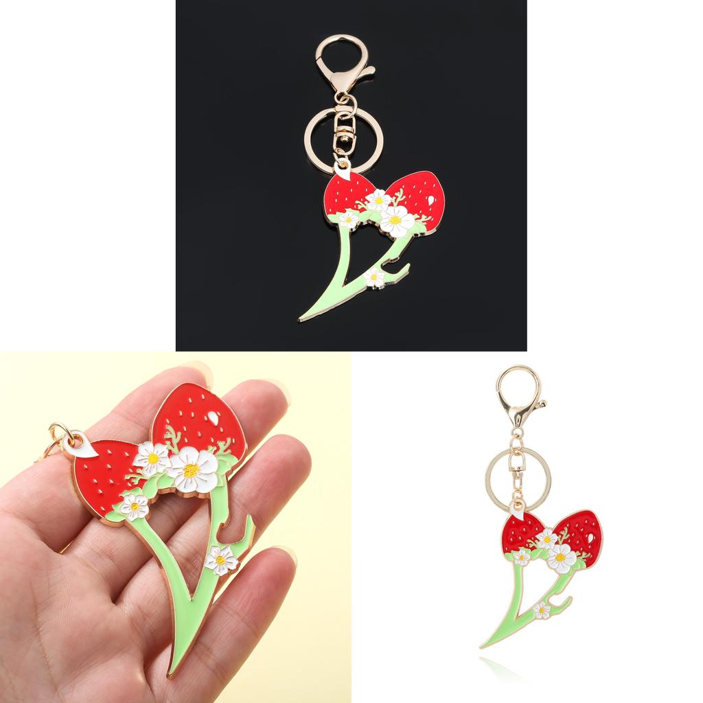 Strawberry European Style Keychain With Beer Opener Zinc Alloy Portable Key Accessory For Travel And Gift
