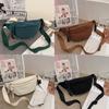 Casual Korean Style Cotton Corduroy Crossbody Bag With Zipper Closure For Daily Use