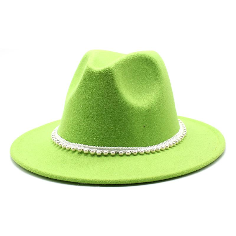 Autumn And Winter New Ribbon Hepburn Style Broad Brimmed Hat Fashion Flat Brim Top Hat Men And Women Woolen Fedora Hat