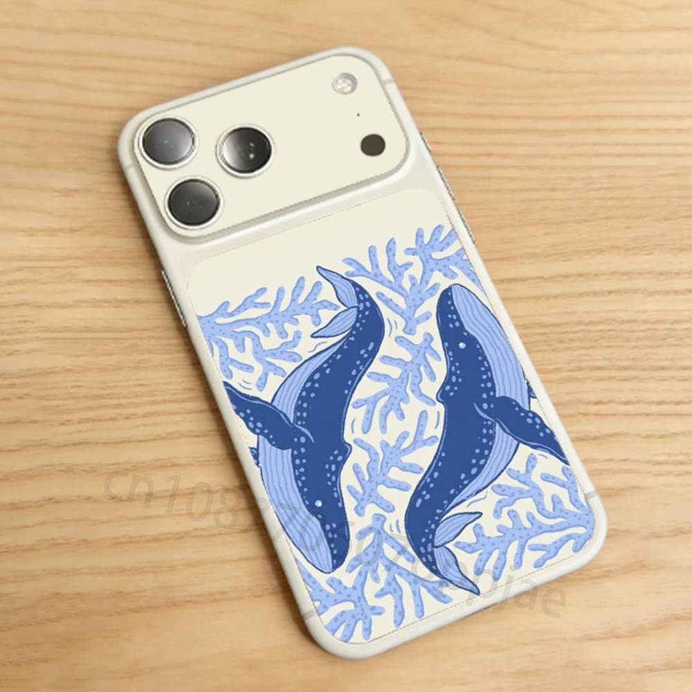 

Whale Patterned Magnetic For iPhone 17 Pro /Max Battry Back Cover with Camera Decal Skin Rear Protective Sticker Film iPhone17promax