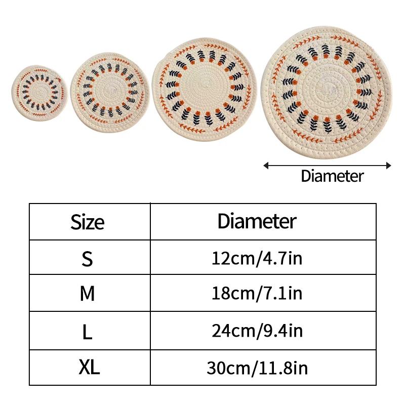 Simple Rural Style Coaster Cotton Rope Table Mat Cotton Thread Weaving Simple Fabric Dining Mat Dish Mat Thermal Insulation Mat