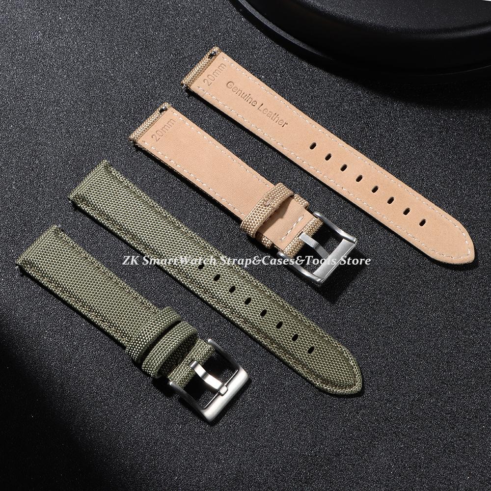 Nylon Leather Watch Strap 20mm 22mm Quick Release Spring Military Watchband Watch Accessories Replacement Army Green Bracelet