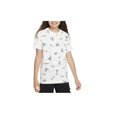 Kids Logo Print Round Neck Short Sleeve T-Shirt Kids Tops White FD3968-100