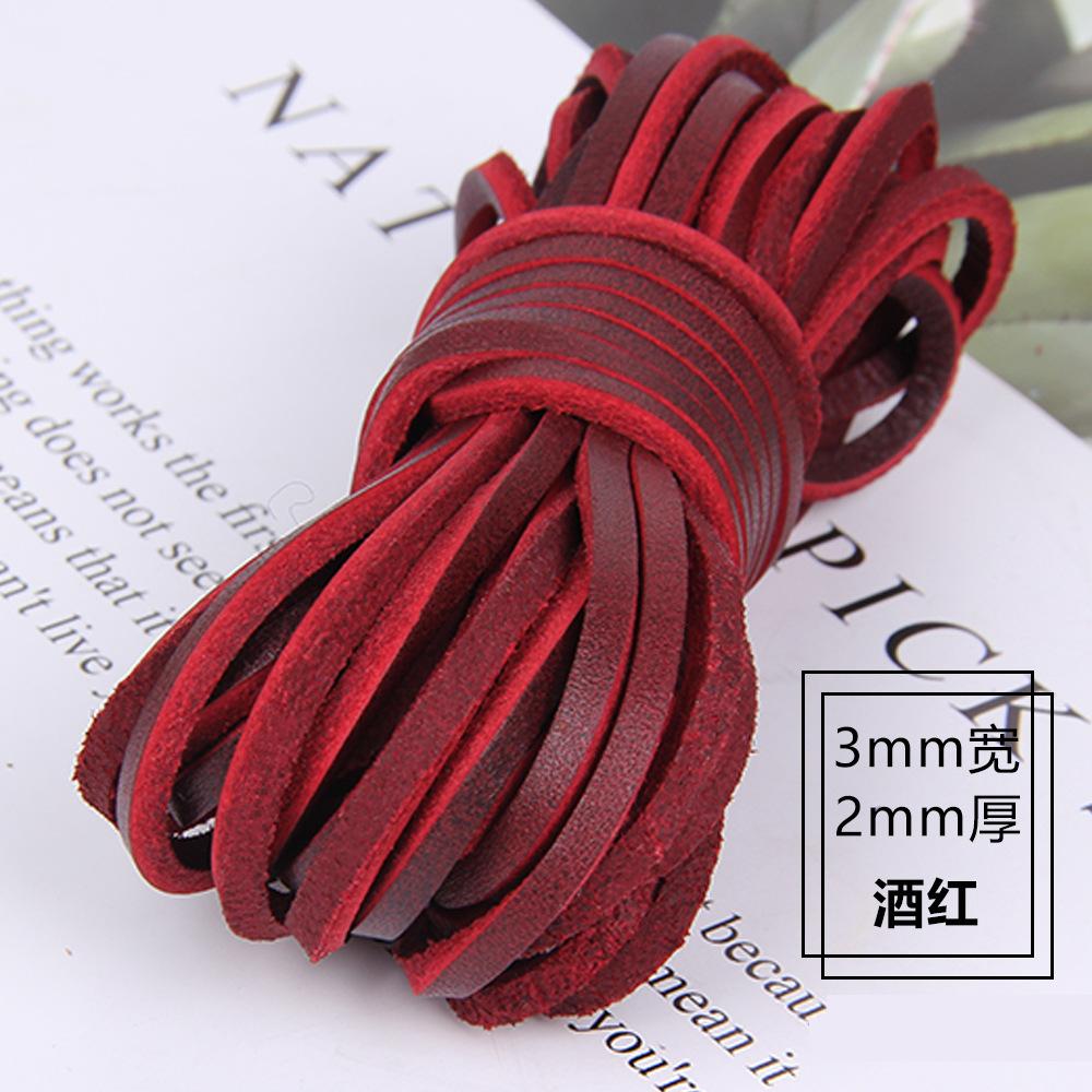 

Diy Jewelry Accessories 3Mm Wide 2Mm Thick Square Cowhide Rope Bracelet Necklace Sweater Chain Woven Rope Genuine Leather Leather Rope 3mm wide 2mm thick (5m) (21g) бордовый