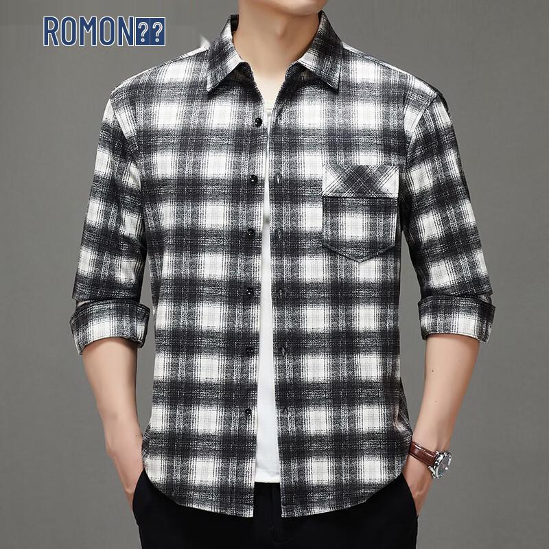 Romon Men s Merino Wool Blend Long-Sleeve Shirt 50