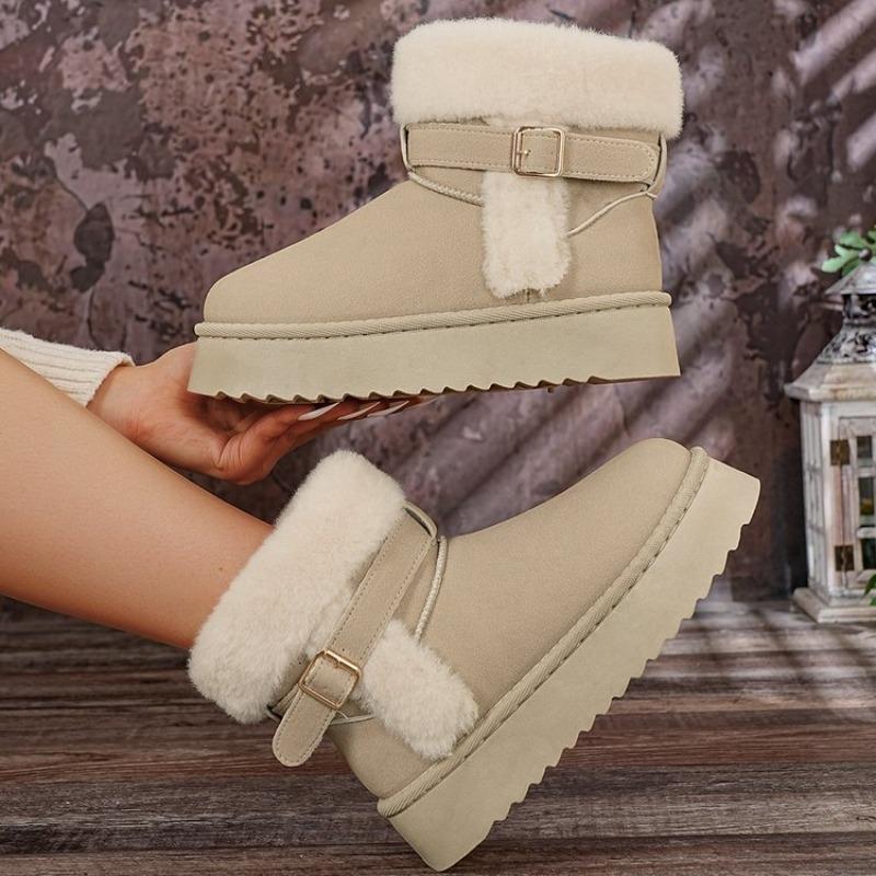 Women's Plus-Size Short Snow Boots - Faux Suede, Autumn/Winter 2025 New Style, Warm and Thick