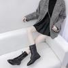 Fashion Large Size Women's Boots New 2024 Mid Length Slim Boots Women's Black Thick Heel Platform Boots  Women Shoes