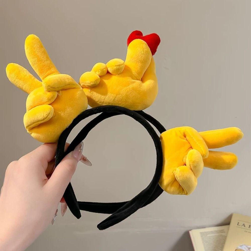 Hand Heart Funny Gesture Headband Plush Cosplay Hair Hoop Sweet Plush Hairband  Photo Pros