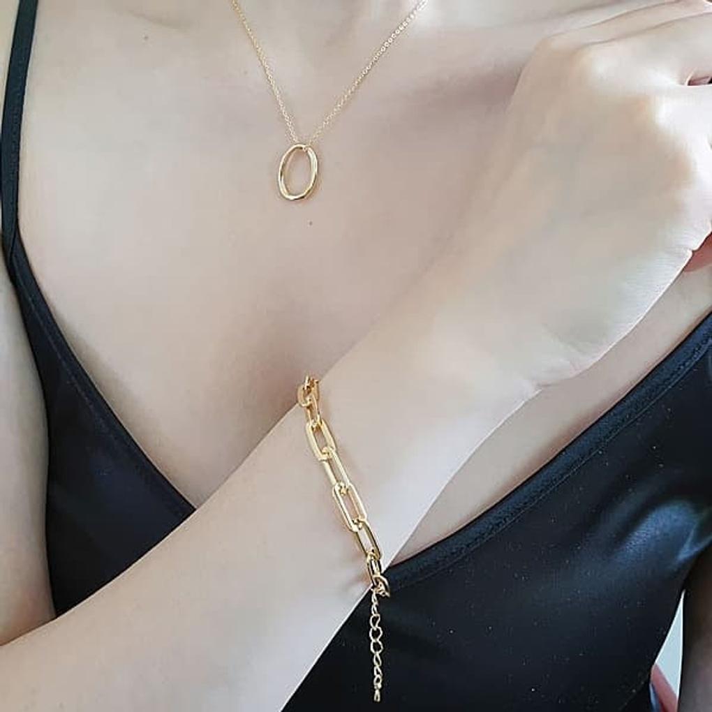 

Women s 15K Gold Plated Silver Layered Square Chain Bracelet gold