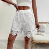 Women's High Waist Hollow-Out Floral Lace Shorts With Lining For Beach And Casual