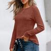Women Autumn Lace Cutout Long Sleeve Top Pit Strip Casual Pullover Shirt