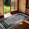 Luxuriöser grauer geometrischer Bereichsteppich Moderner Teppich mit schwarz-weiß gestreiftem Muster für Wohnzimmer Küche Büro Teppiche Wohnzimmer