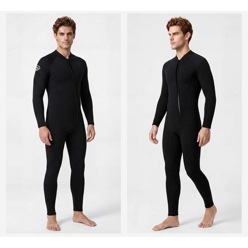 Mens 3mm Full Body Wetsuit With Front Zip Long Sleeve Diving Snorkeling Surfing Warmth Protection
