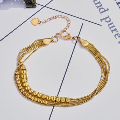 Sand Bead Couple Bracelet Delicate Glossy Round Bead Multi-line Women's Valentine's Day Frosted Round Bracelet