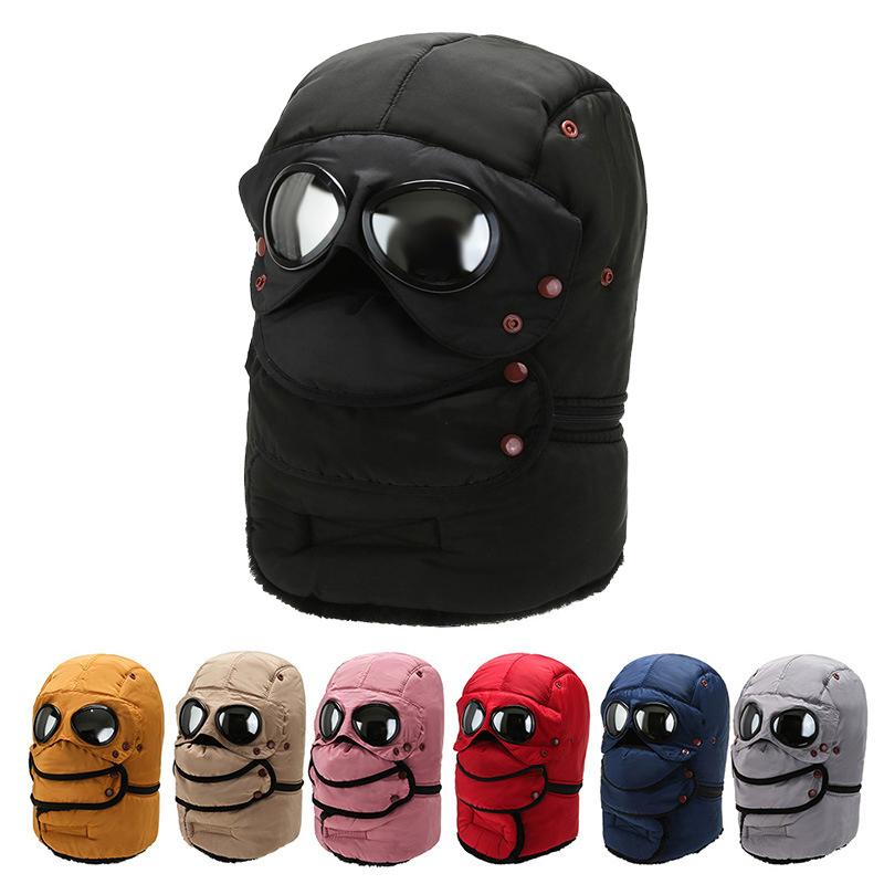 Χειμερινό Θερμικό Φλις Καπέλο Ιππασίας Σκι Μάσκα Προσώπου Κολιέ Καπέλα με Γυαλιά