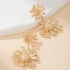 Retro Sunflower Metallic Statement Stud Earrings for Women - Large Size, European & American Style