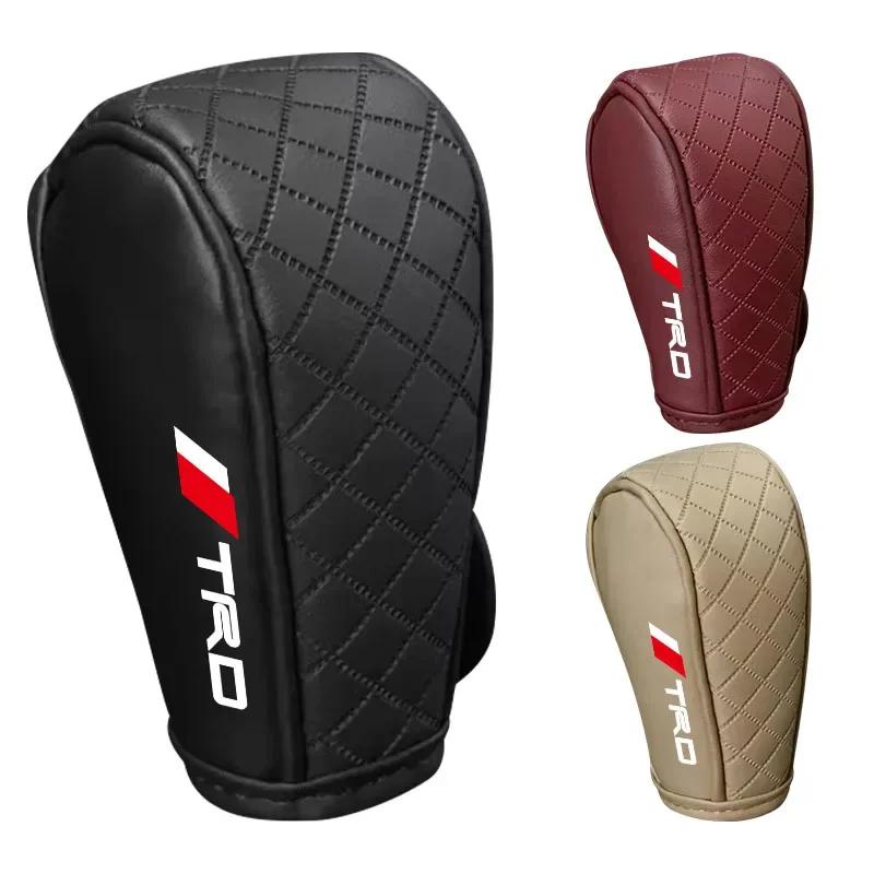 Car Shift Handle Cover Fashion PU Leather Handle Cover Grip Non-Slip Protective Covers For TRD Toyota camry chr corolla rav4
