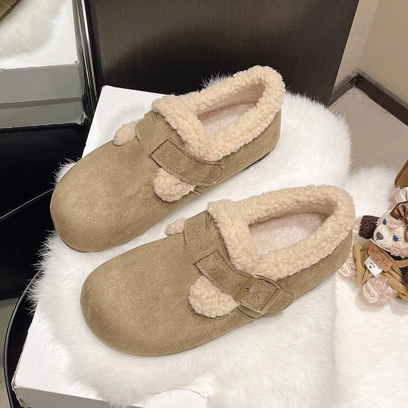 Women's Large Size Thick Sole Soft Sole Winter Warm Fur One Snow Boots Padded Lined Ankle Boots Non-slip Hiking Sports Cotton Boots Soybean Shoes