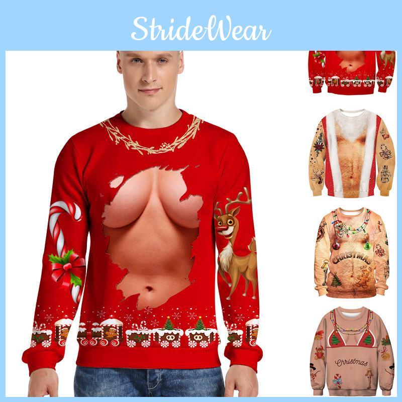 Cozy Mens Christmas 3d Graphic Print Pullover Hoodie Sweatshirt For Festive Celebrations