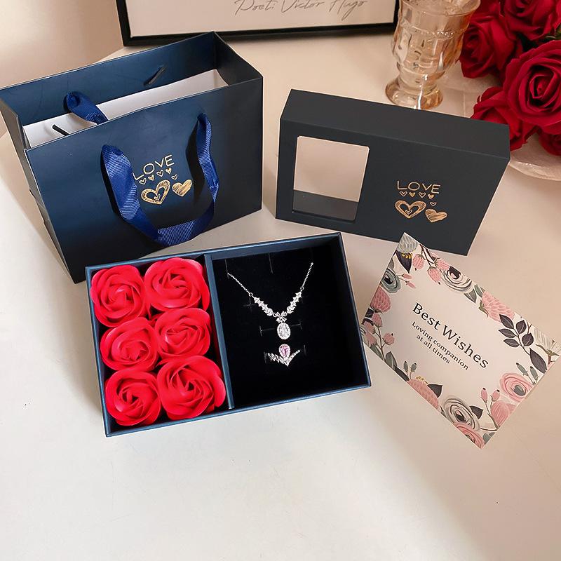 Rose jewelry set box Internet celebrity design sense storage box jewelry maintenance identification