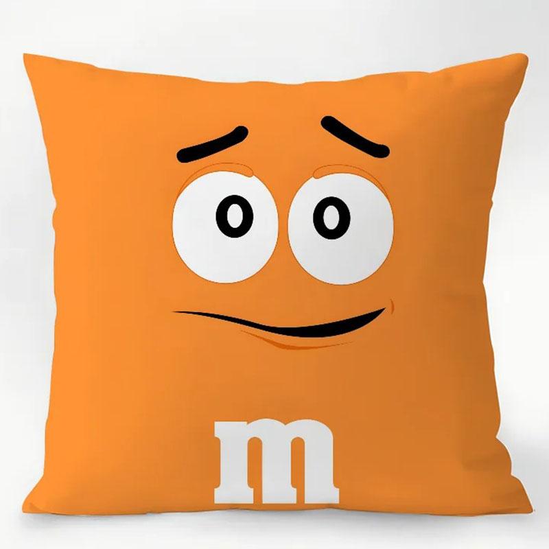 1Pc Fashion M&M'S Chocolate Printed Cushion Cover For Living Room Bedroom Sofa Window Sill Car Decoration Cushion Cover