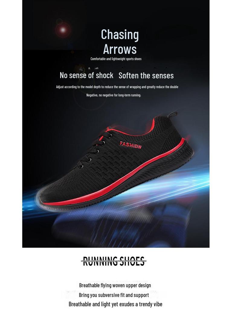 Men's Lightweight Korean-Style Mesh Running Shoes, Casual Trendy Design