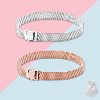 Bracciale in Argento SS925 Reflexions Mesh Adatto Originale Fai da Te Per Moda Donna Regalo di Coppia