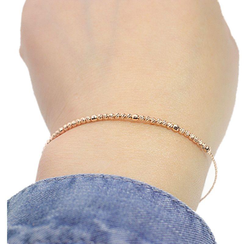 585 Purple Gold Plated 14K Rose Gold Simple Shiny Beaded Bracelet for Women Party Luxury Party Slender bangles jewelry