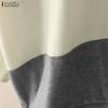 ZANZEA Blusa Casual de Mujer con Cuello Redondo, Manga 3/4, Holgada, con Empalme