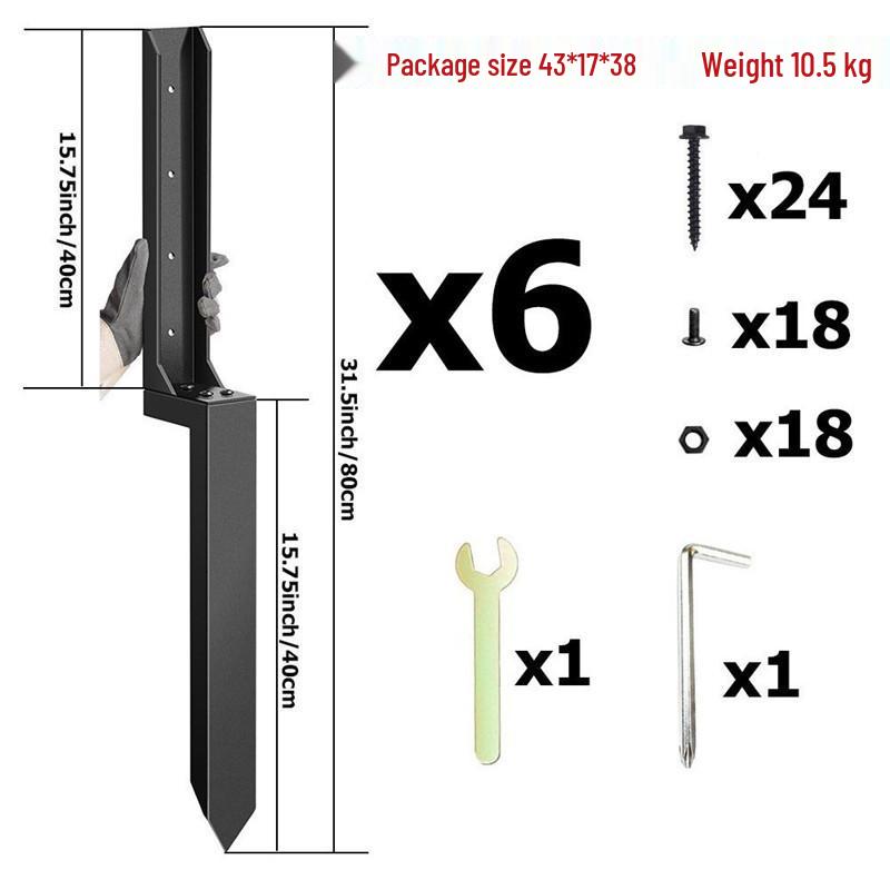 Heavy-Duty Ground Anchors: Inclined Wooden Stake Fence Repair & Thickened Metal Hardware Tools