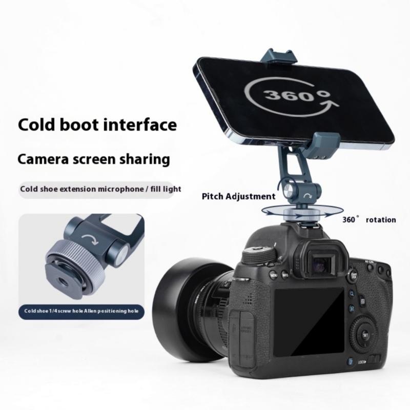 Smartphone Tripod Mount Clip Rotate Cellphone Mount Adapter for Phone Live Streaming Aluminum Phone Clip Holder