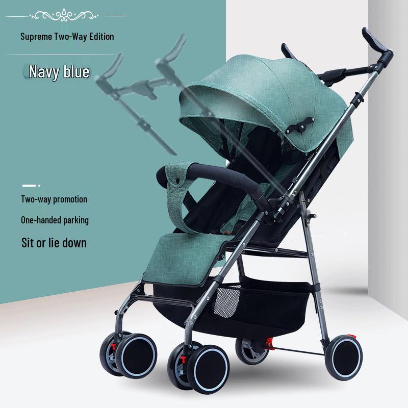 Lightweight Two-Way Foldable Baby Stroller, Sit & Lie, Shock-Absorbing, Umbrella Design for Ages 0-3.