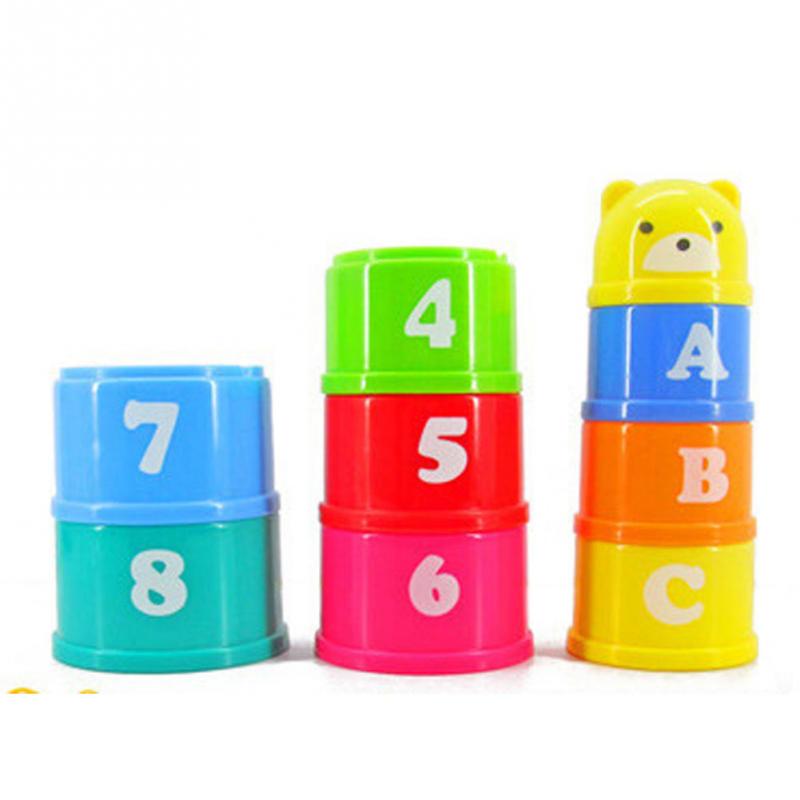 9ks Vynikající Baby Děti Děti Vzdělávací hračka Nová budova Puzzle Figurky Písmena Skládací pohár
