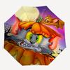 1pc Halloween Spooktacular Tom and Jerry Pattern Automatic Cartoon Umbrella is Fashionable and Good-Looking, Suitable for Travel and Daily Use.J044