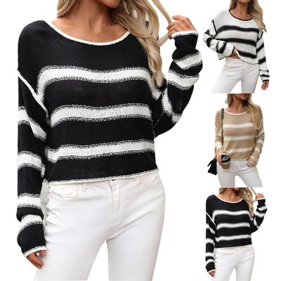 Maglione da donna a girocollo a colori abbinati in maglia a righe ampio taglia grande maglione pullover da donna