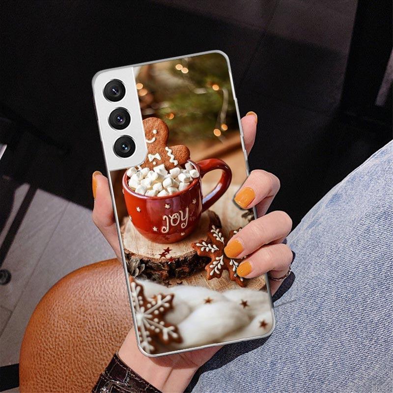 Winter Coffee Christmas Phone Case For Samsung Galaxy S24 S25 Edge S26 Ultra S23 S22 S21 Plus S20 FE + Personalized Print Cover