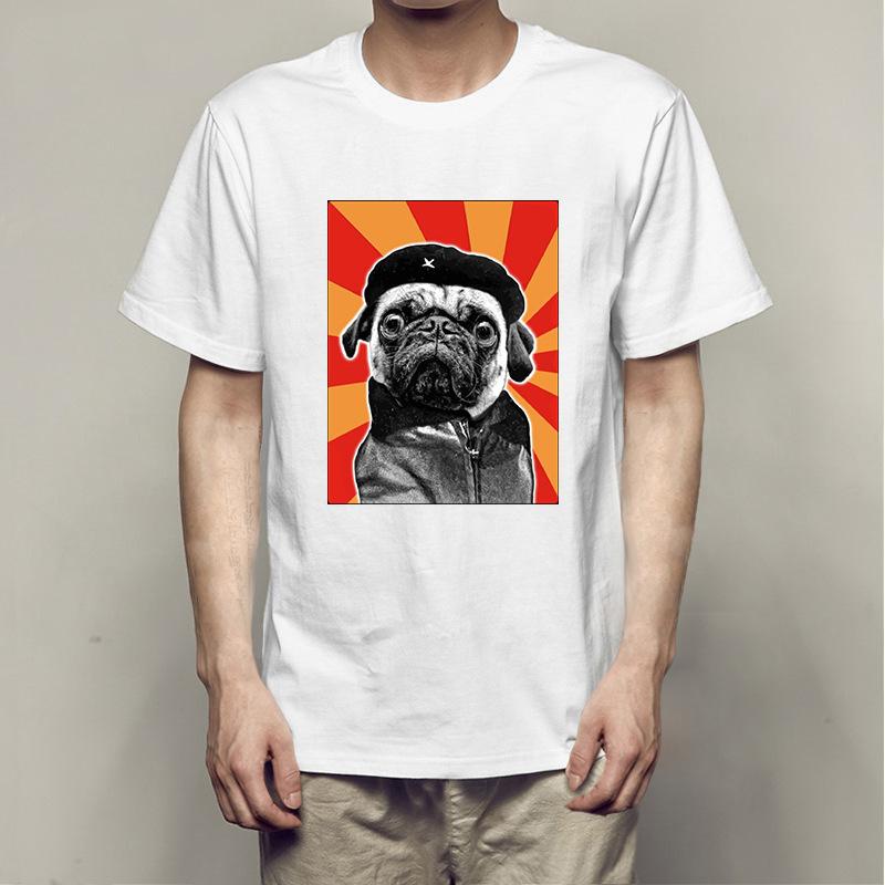 Summer Bago Dog Rock Pug Rock Printed Cotton Loose Round Neck Short Sleeve T-Shirts Men’s