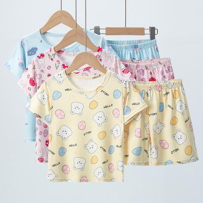Summer Children's Pajamas Short-sleeved Shorts Cartoon Baby Home Clothes Set Boys and Girls Thin Outer Clothing