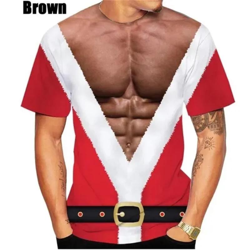 3D Sexy Fake Muskel Druck T-Shirt Für Hässliche Weihnachts-T-Shirts Kinder Mode Streetwear Kurzarm Damen Lustige Kleidung