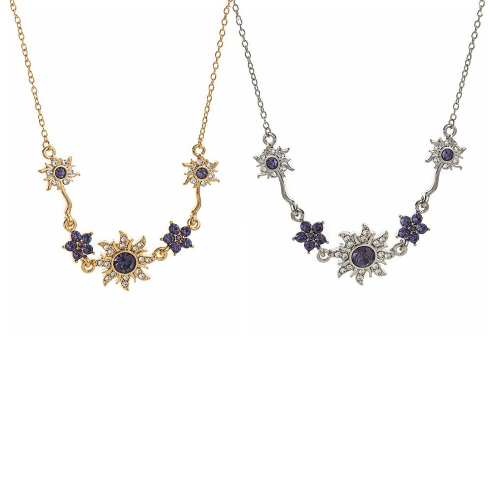Zinc Zinc Zinc Alloy Sun Flower Chain Neck Jewelry Rhinestone Necklace Women Retro Star Necklace  Gifts