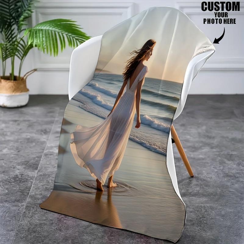 Individuelles Strandtuch mit Foto Personalisierter Fotodruck Weiches Schnelltrocknendes Großes Badetuch für Reisen Schwimmbad Heimdekoration Geschenk