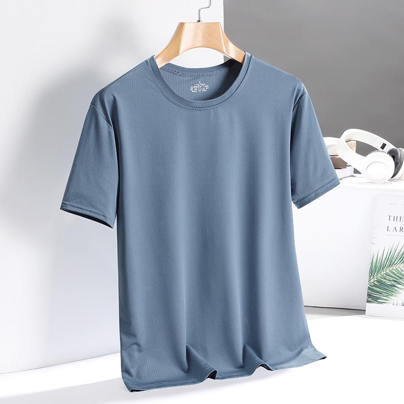 Men's Summer Quick-Dry Ice Silk Mesh T-Shirt - Short Sleeve, Stretch, Casual, Lightweight Fitness Top