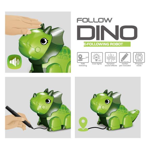 Cute Line-Tracking Dinosaur Toy Early Education Sensor Follow Music Dinosaur Car for Kids