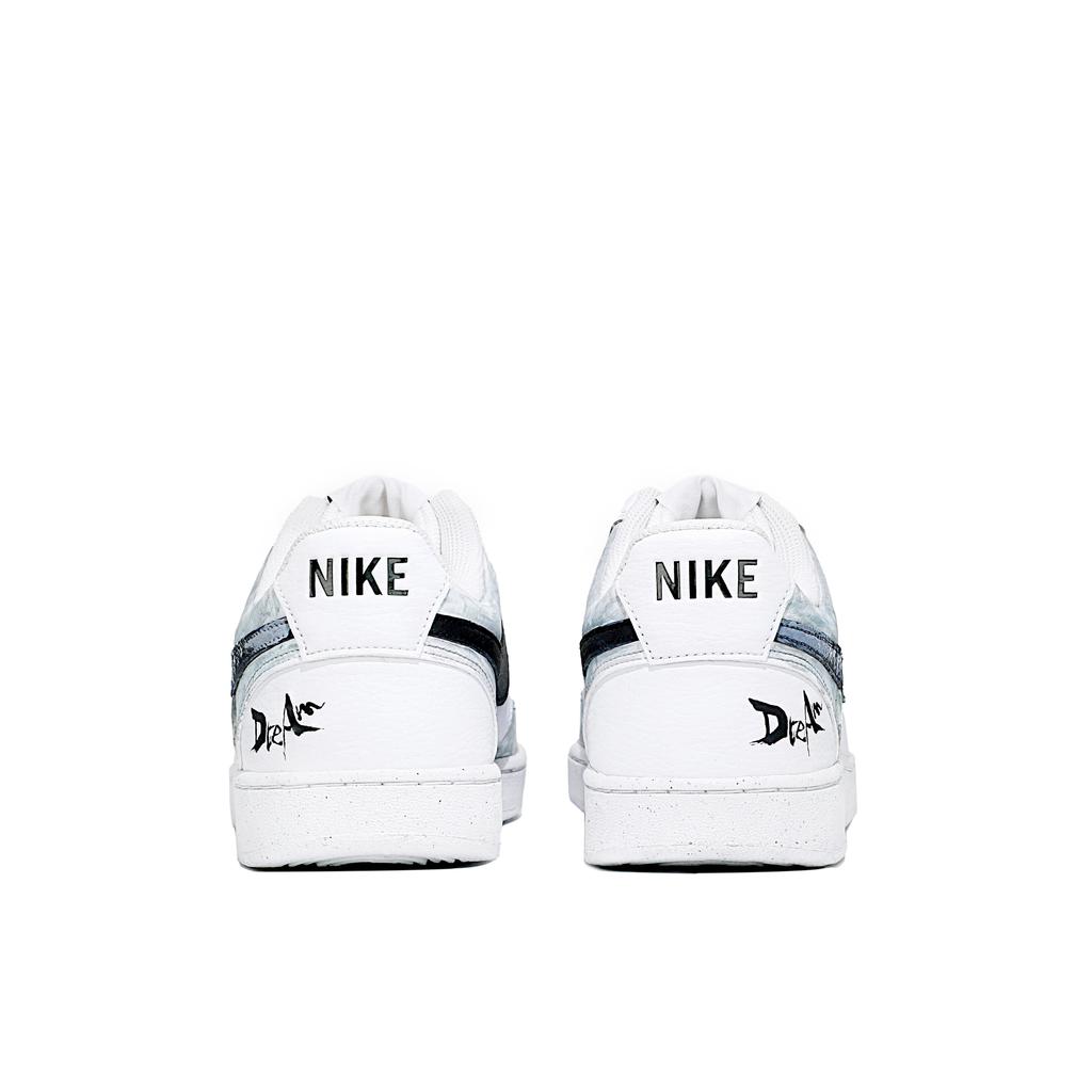 Nike Court Vision 1 Leather Slip Resistant Abrasion Resistant Low Top Skateboard Shoes Men's Black Blue White DH2987-110(Team309-QD)
